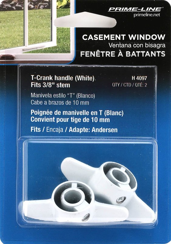 Prime-Line H 4097 Tee Handle, White, Zinc, Painted, 2/PK
