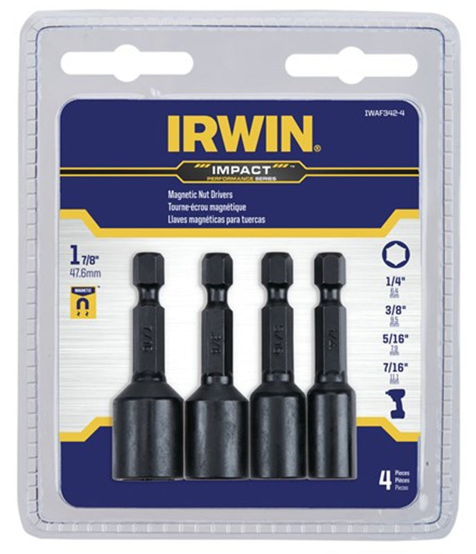 Irwin IWAF243-4 Series Nutsetter Set, 2-9/16 in L Dimensions, 3-Piece, Lobular, Steel, 3/PK
