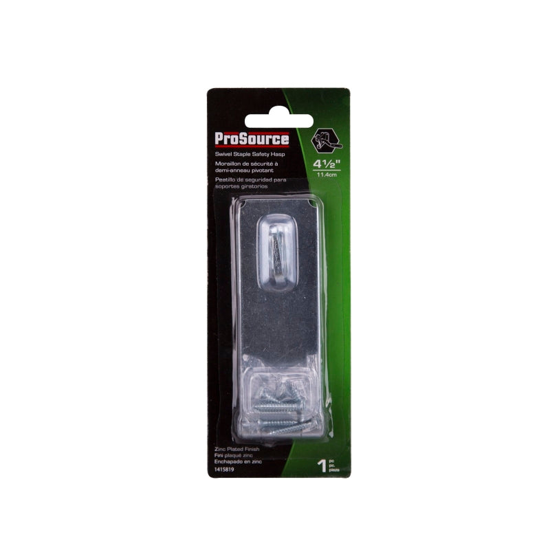 ProSource LR-126-BC3L-PS Safety Hasp, 4-1/2 in L, Steel, Zinc, 3/8 in Dia Shackle, Swivel Staple