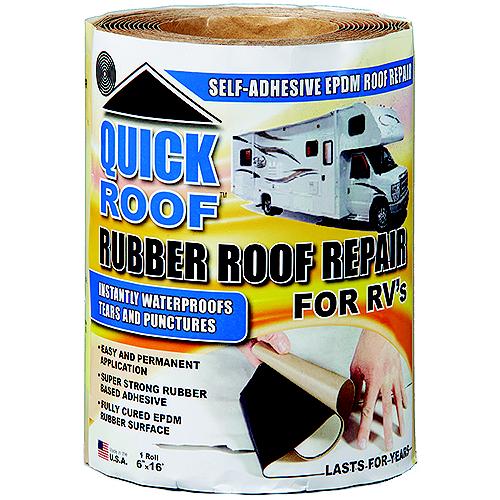 Quick Roof WRQR625 Instant Waterproofing For Rubber Roofs, White Adhesive/White EPDM, 6″ x 25'
