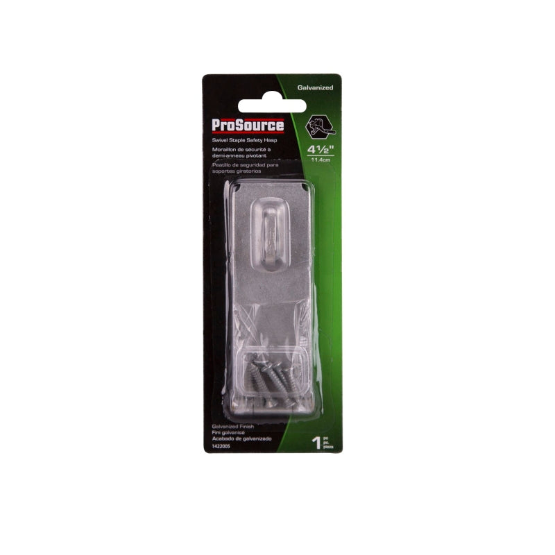 ProSource 33065MGS-BC3L-PS Safety Hasp, 4-1/2 in L, Galvanized Steel, Zinc, 3/8 in Dia Shackle