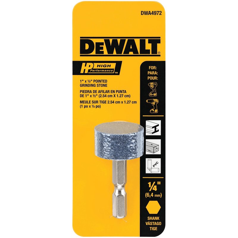 DEWALT DWA4972 Grinding Wheel, 1 in Dia, 1 in Thick, 1/4 in Arbor, 24 Grit, Medium, Aluminum Oxide Abrasive