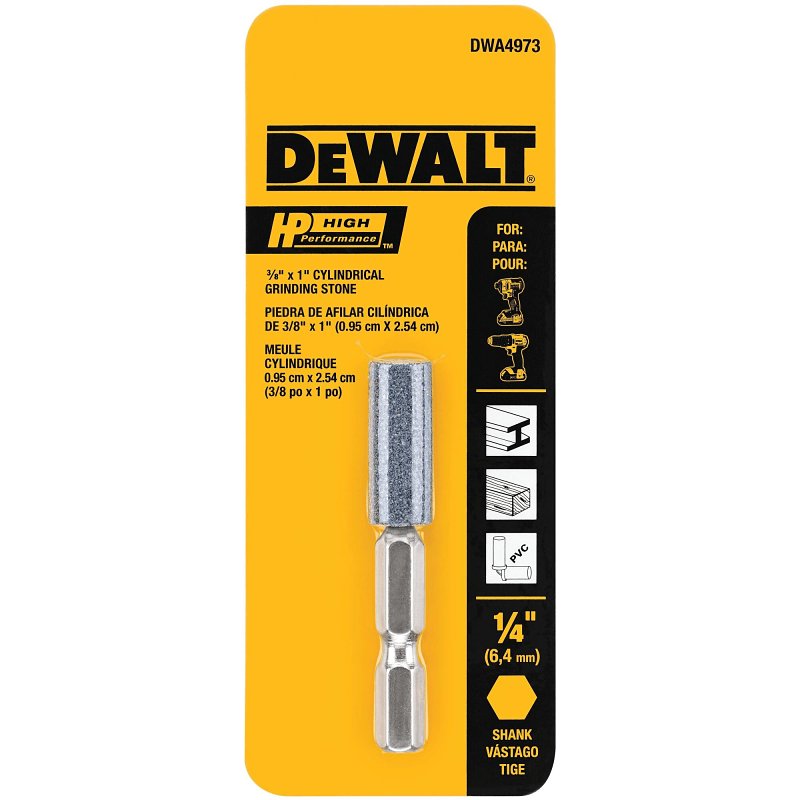 DEWALT DWA4973 Cylindrical Grinding Stone, 1/4 in Arbor/Shank, Medium, Aluminum Oxide Abrasive