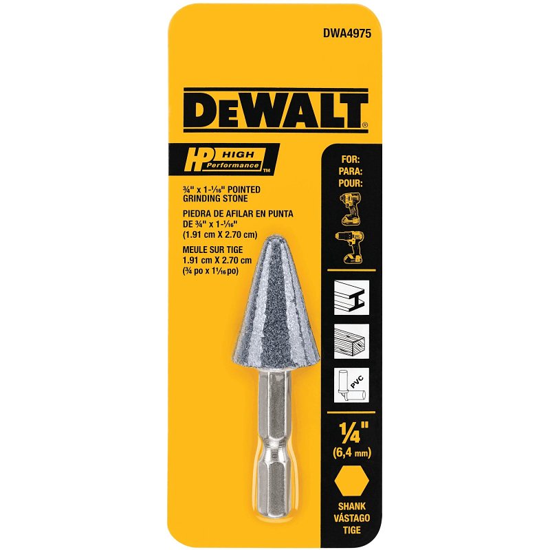 DEWALT DWA4975 Grinding Wheel, 3/4 in Dia, 3/4 in Thick, 24 Grit, Medium, Aluminum Oxide Abrasive