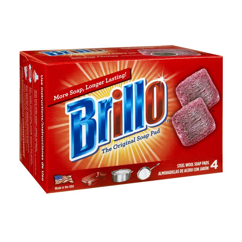 Brillo Heavy Duty Steel Wool Pads For Multi-Purpose 4.5 in. L 4 pc, Pack of 12