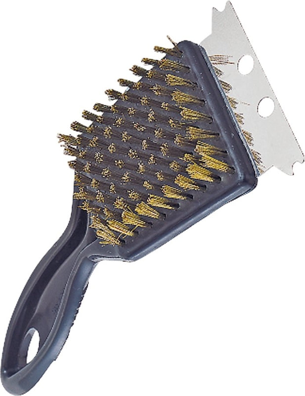 Omaha SP2403L Grill Brush, 2-1/4 in L Brush, 2-1/4 in W Brush, Stainless Steel Bristle, Plastic Handle, 8 in L
