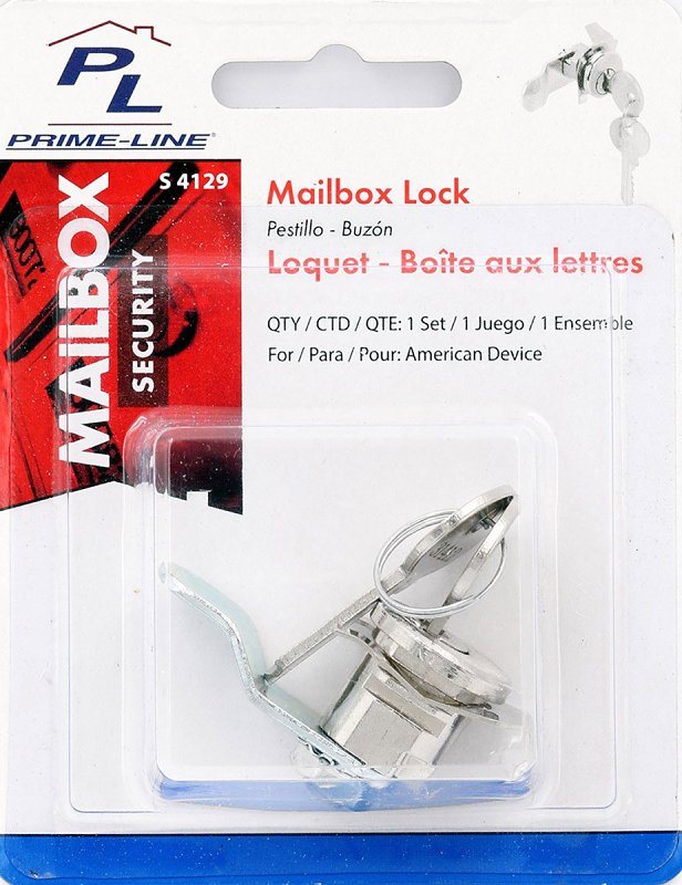 Defender Security S 4129 Mailbox Lock, 1-7/16 in W Dimensions, Tumbler Lock, Keyed Key, Nickel