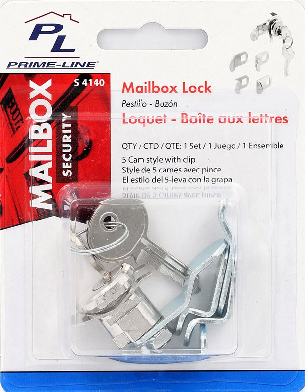 Defender Security S 4140 Mailbox Lock, Tumbler Lock, Keyed Key, Steel, Nickel