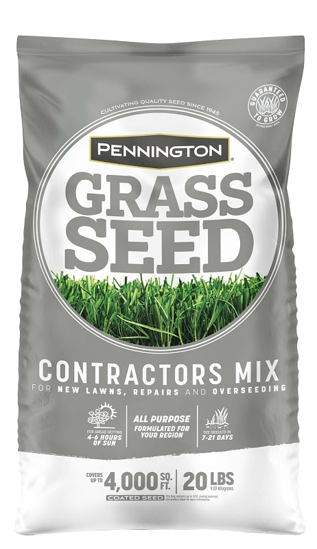 Pennington 100520605 Grass Seed, Contractors Mix, 20 lb, 4000 sq-ft Coverage Area