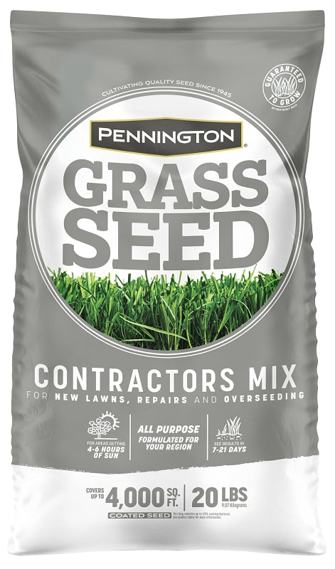 Pennington 100520263 Contractors Mix Grass Seed, 20 lb, 4000 sq-ft Coverage Area