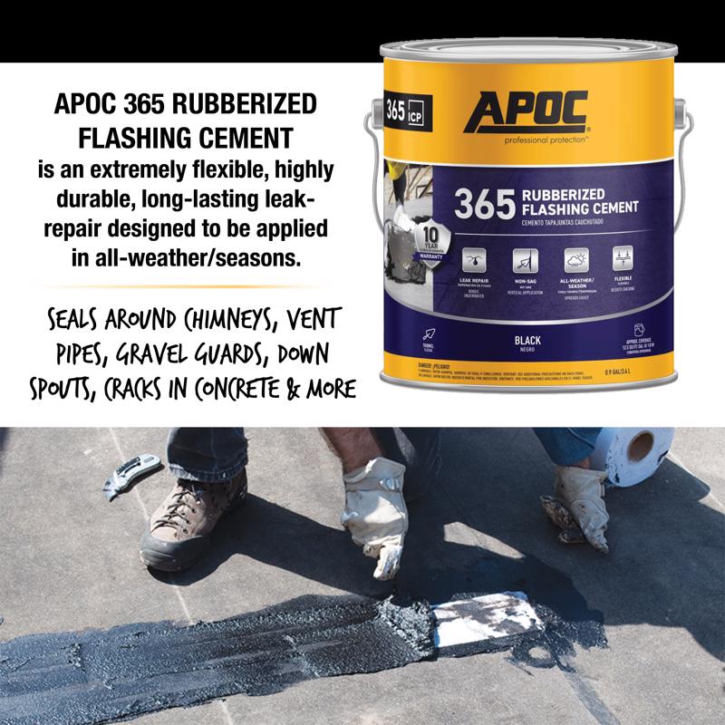 APOC Gloss Black Rubber Roof & Flashing Cement 3.6 qt, Pack of 4
