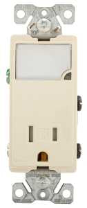 Eaton TR7735LA-BOX LED Wall Box Nightlight Combination, 1-Pole, 15 A, 125 V, NEMA: NEMA 5-15R, Light Almond