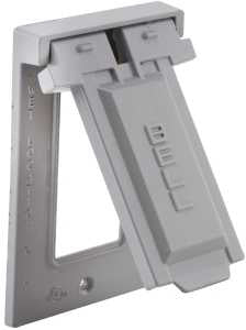 Hubbell 5103-0 Cover, Flip, Snap, 4-9/16 in L, 2-13/16 in W, 1-Gang, Aluminum, Gray, 24/CT, Powder-Coated