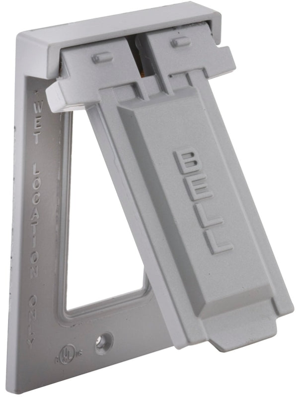 Hubbell 5103-0 Cover, Flip, Snap, 4-9/16 in L, 2-13/16 in W, 1-Gang, Aluminum, Gray, 24/CT, Powder-Coated