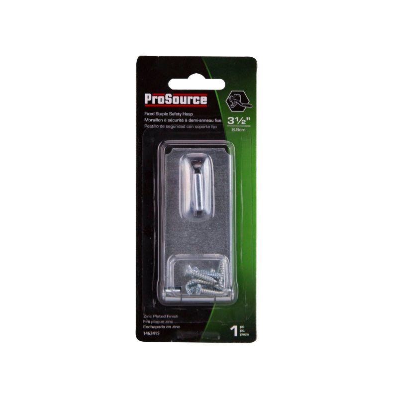 ProSource LR-121-BC3L-PS Safety Hasp, 3-1/2 in L, Steel, Zinc, 7/16 in Dia Shackle, Fixed Staple