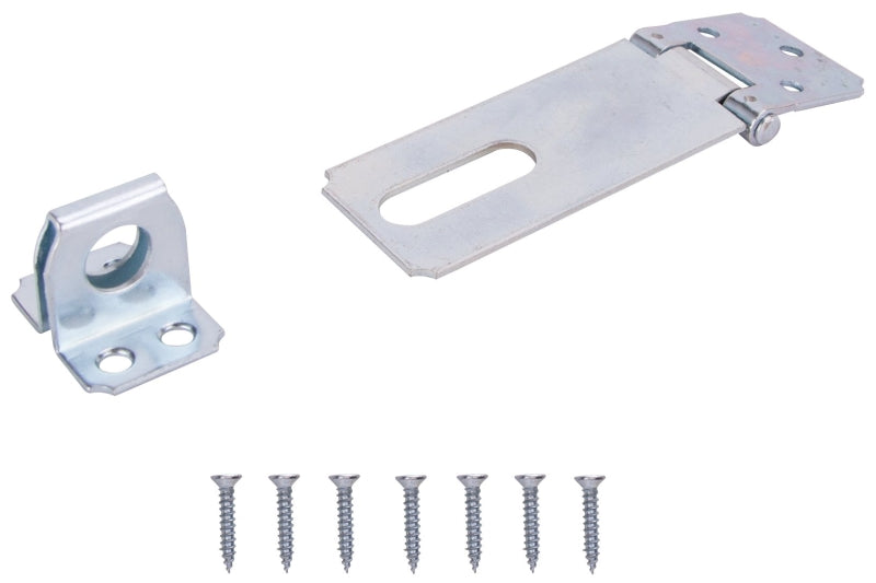 ProSource LR-121-BC3L-PS Safety Hasp, 3-1/2 in L, Steel, Zinc, 7/16 in Dia Shackle, Fixed Staple