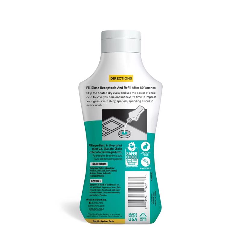 Lemi Shine Lemon Scent Gel Dishwasher Rinse Aid 8.45 oz 1 pk
