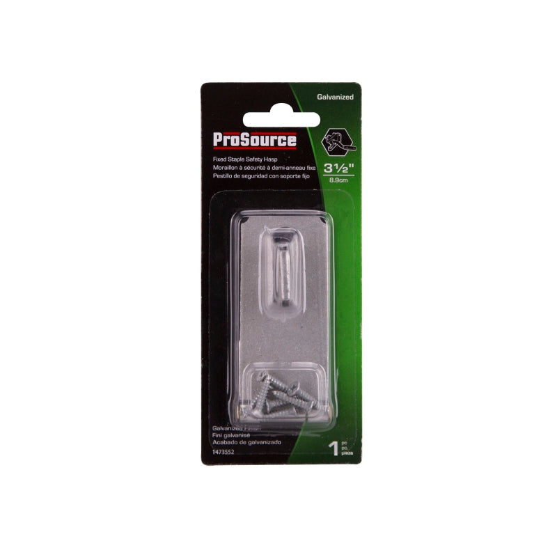 ProSource LR-131-BC3L-PS Safety Hasp, 3-1/2 in L, 3-1/2 in W, Steel, Galvanized, 7/16 in Dia Shackle, Fixed Staple