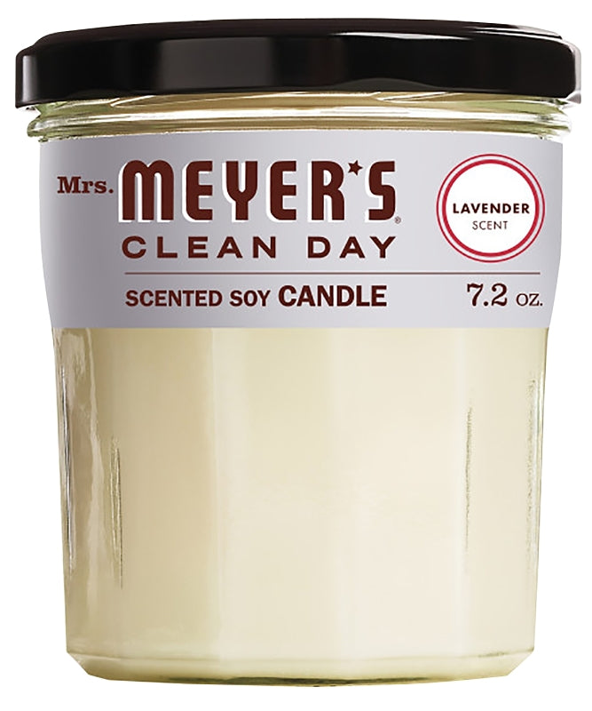 Mrs. Meyer's 41116 Soy Candle, 7.2 oz Candle, Lavender Fragrance, 35 hr Burning, White Candle