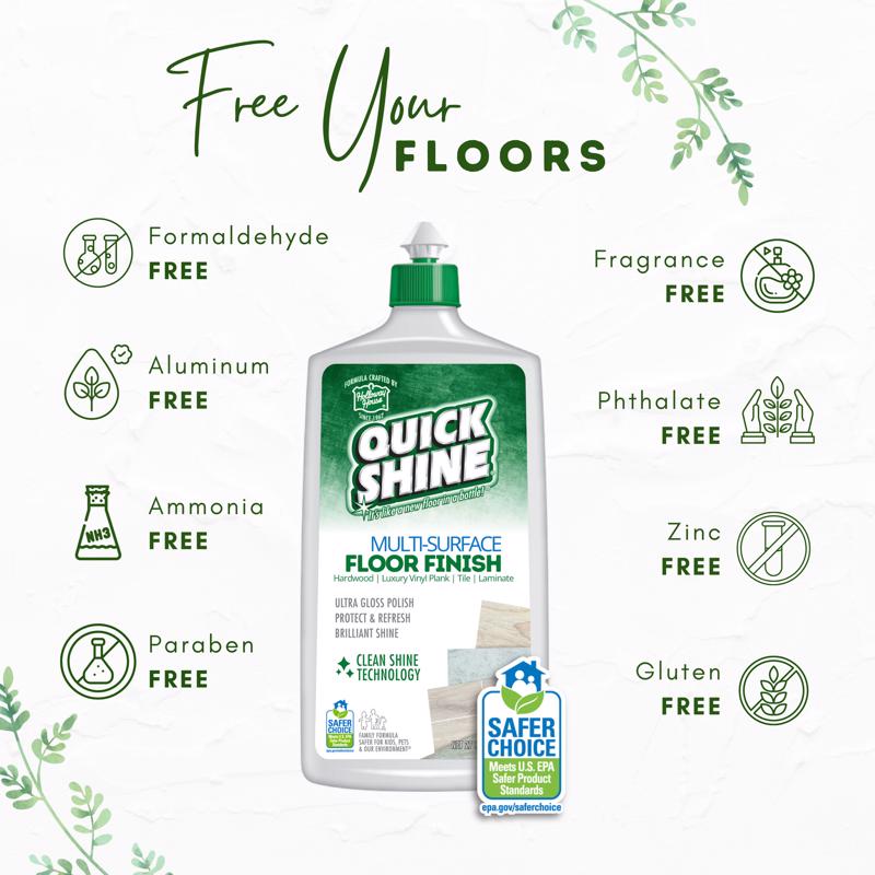 Quick Shine Gloss Floor Finish Liquid 27 oz, Pack of 6