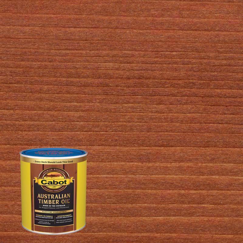 Cabot Australian Timber Oil Low VOC Transparent Jarrah Brown Oil-Based Australian Timber Oil 1 qt, Pack of 4