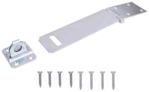 ProSource LR-129-BC3L-PS Safety Hasp, 6 in L, 6 in W, Steel, Zinc, 7/16 in Dia Shackle, Loose Staple