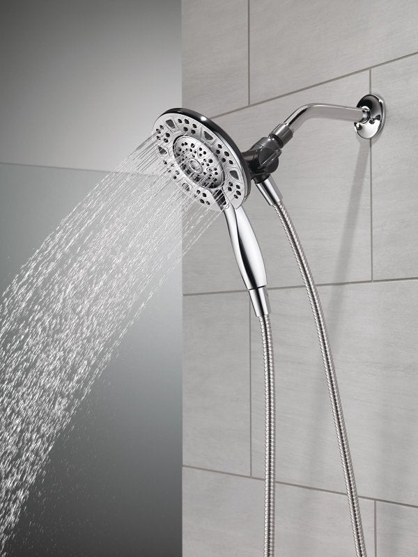 Delta In2ition Series 75494 Showerhead, Round, 1/2 in Connection, 1.75 gpm, 2-Spray Function, Rubber/Stainless Steel