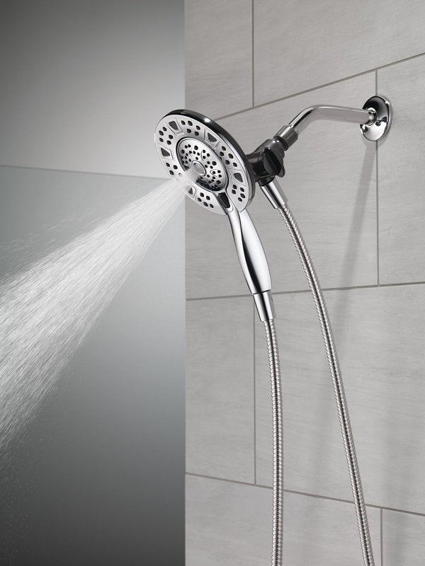 Delta In2ition Series 75494 Showerhead, Round, 1/2 in Connection, 1.75 gpm, 2-Spray Function, Rubber/Stainless Steel