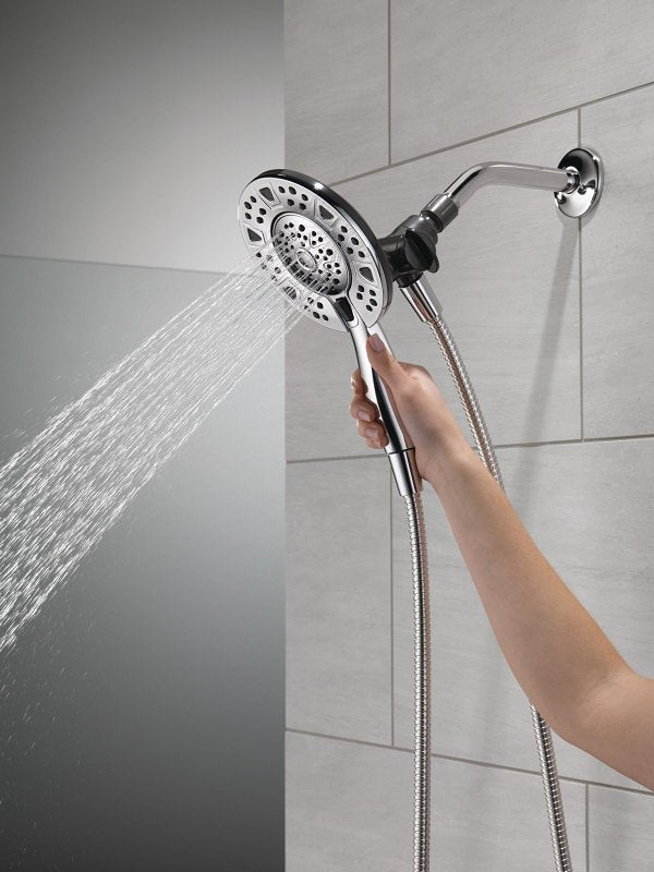 Delta In2ition Series 75494 Showerhead, Round, 1/2 in Connection, 1.75 gpm, 2-Spray Function, Rubber/Stainless Steel