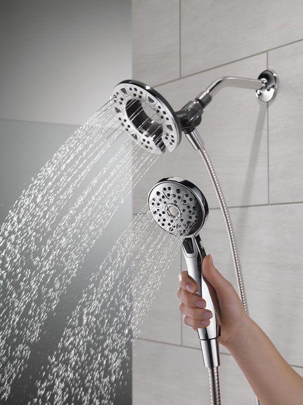 Delta In2ition Series 75494 Showerhead, Round, 1/2 in Connection, 1.75 gpm, 2-Spray Function, Rubber/Stainless Steel