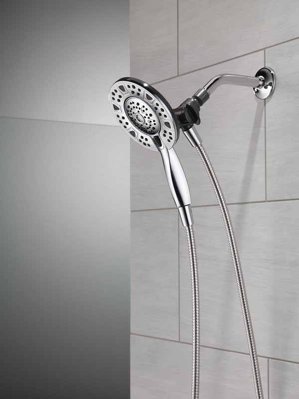 Delta In2ition Series 75494 Showerhead, Round, 1/2 in Connection, 1.75 gpm, 2-Spray Function, Rubber/Stainless Steel