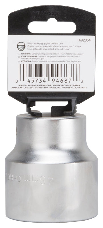 Vulcan MT-SM6046 Drive Socket, 46 mm Socket, 3/4 in Drive, 12-Point, Chrome Vanadium Steel, Chrome