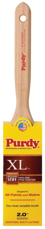 Purdy XL Elasco 100320 Trim Brush, 2 in W, Flat Brush, 2-15/16 in L Bristle, Nylon/Polyester Bristle, Fluted Handle