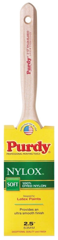Purdy Nylox Elasco 100225 Trim Brush, 2-1/2 in W, Flat Brush, 3-3/16 in L Bristle, Nylon Bristle, Fluted Handle