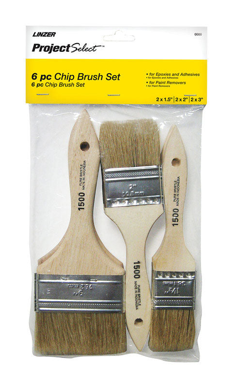Linzer Project Select Assorted in. Flat Chip Brush, Pack of 12