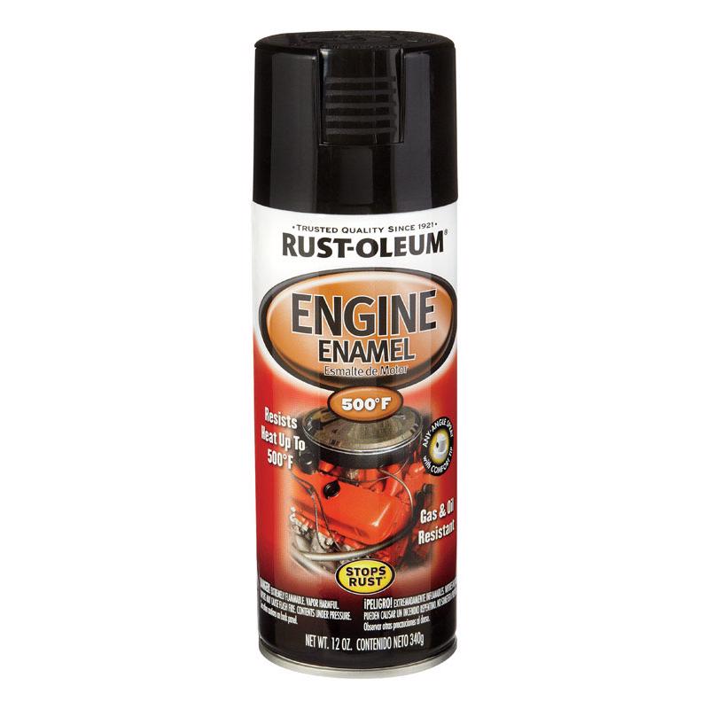 Rust-Oleum Stops Rust Gloss Black Engine Enamel Spray 12 oz, Pack of 6