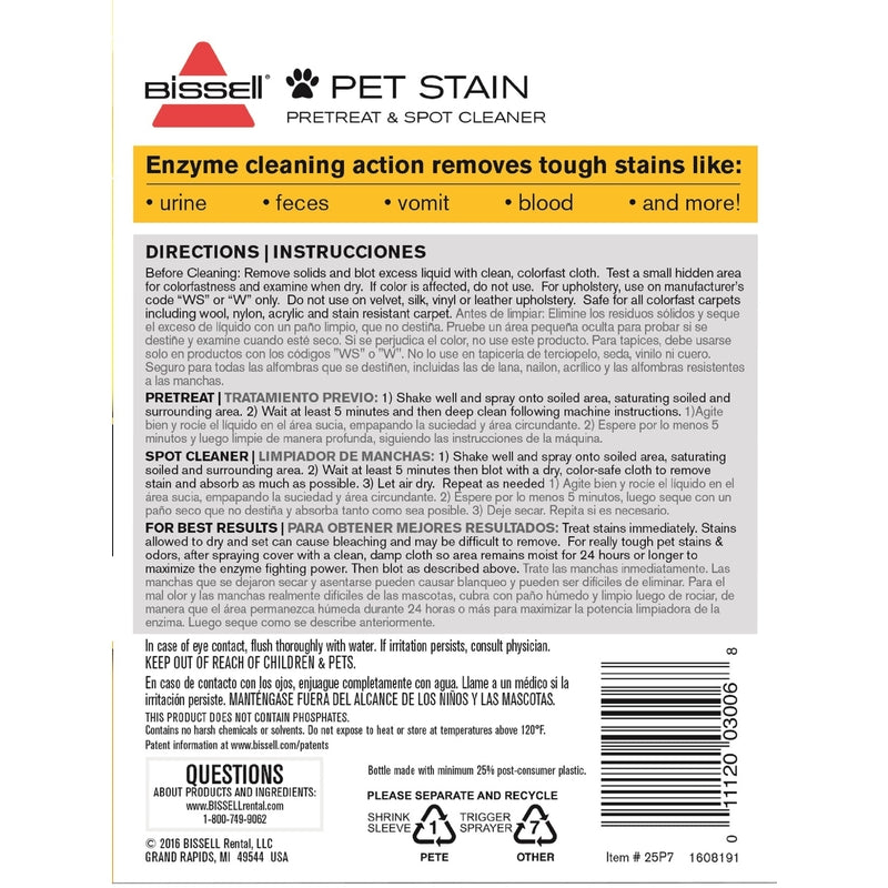 Bissell No Scent Odor and Stain Eliminator 22 oz Liquid, Pack of 6