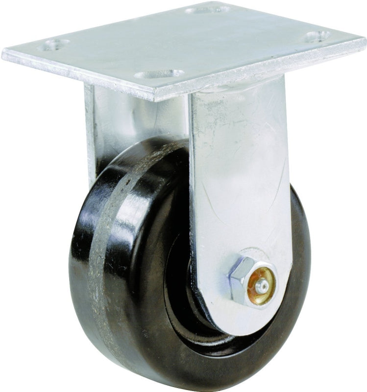 Shepherd Hardware 1400 Series 9775 Phenolic Rigid Caster, 6 in Dia Wheel, Phenolic Wheel, Black, 840 lb