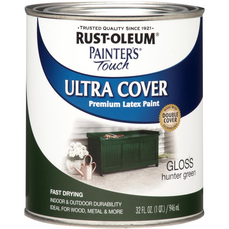 Rust-Oleum Painter's Touch Gloss Hunter Green Ultra Cover Paint Exterior and Interior 1 qt, Pack of 2