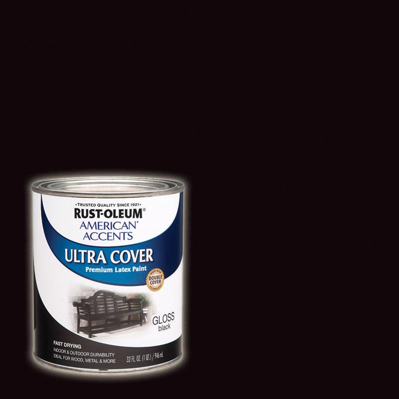 Rust-Oleum Painters Touch Ultra Cover Gloss Black Water-Based Paint Exterior and Interior 1 qt, Pack of 2