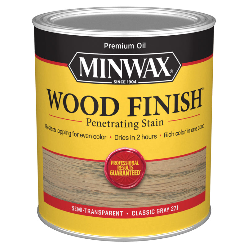 Minwax Wood Finish Semi-Transparent Classic Gray Oil-Based Penetrating Wood Stain 1 qt, Pack of 4