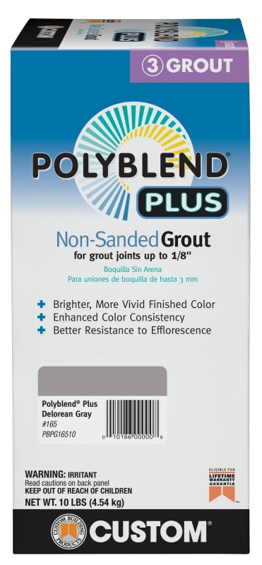 Polyblend PBPG16510 Non-Sanded Grout, Delorean Gray, 10 lb Box