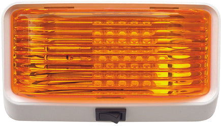 Valterra DG52725VP LED Surface Mt. Porch Light w/Switch, Rectangular, White w/Amber Lens