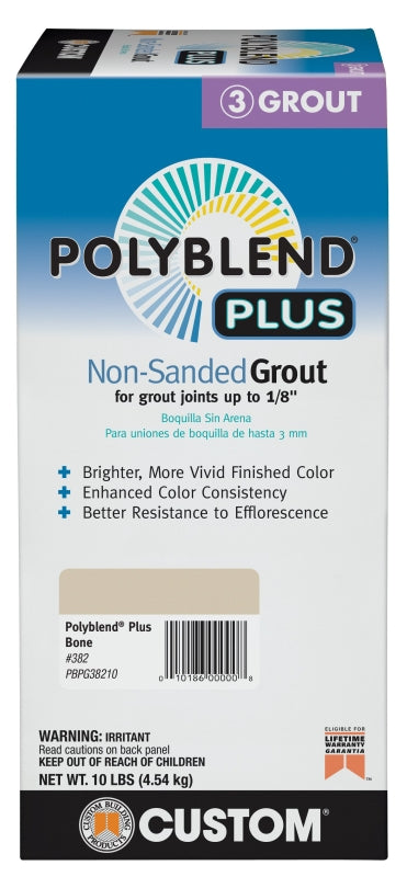 Custom Polyblend Plus PBPG38210 Non-Sanded Grout, Bone, 10 lb Box