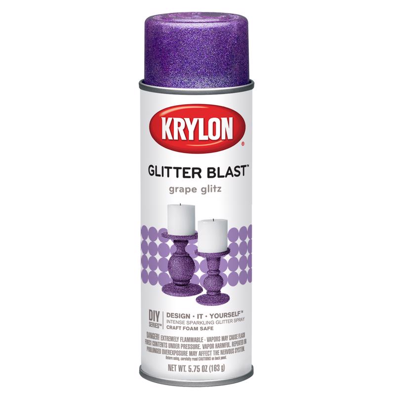Krylon K03813A00 Craft Spray Paint, Glitter, Grape Glitz, 5.75 oz, Can, Pack of 6