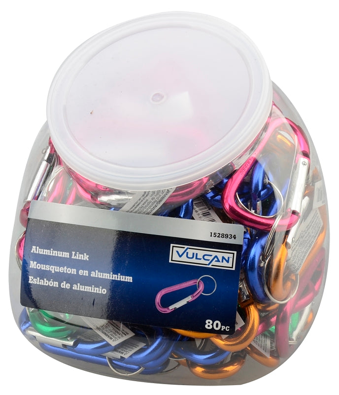 Vulcan 87207 Key Chain, Key Ring Ring, 7/8 in Dia Ring, Aluminum Case, Blue/Gold/Green/Pink, Pack of 80