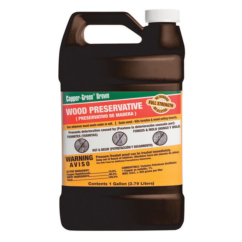 Copper Green Flat Brown Oil-Based Wood Preservative 1 gal, Pack of 4