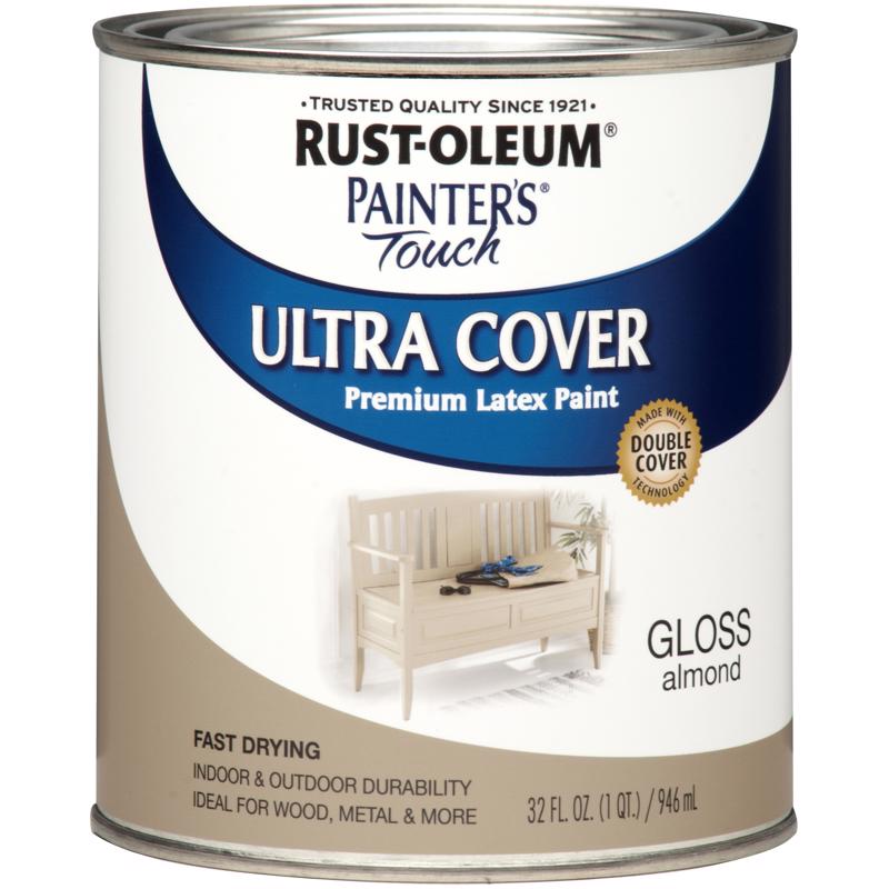 Rust-Oleum Painters Touch Ultra Cover Gloss Almond Water-Based Paint Exterior and Interior 1 qt, Pack of 2