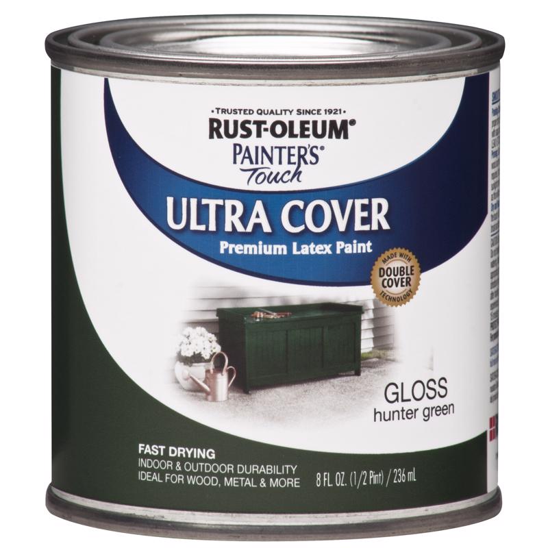 Rust-Oleum Painters Touch Ultra Cover Gloss Hunter Green Water-Based Paint Exterior and Interior 8 o, Pack of 6