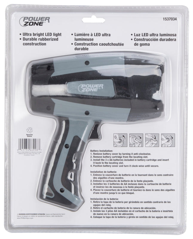 PowerZone 18102203 Handheld Spot Light, 1.5 (For Batteries) V, 1-Lamp, 100 Lumens, ABS Fixture, Black & Gray Fixture